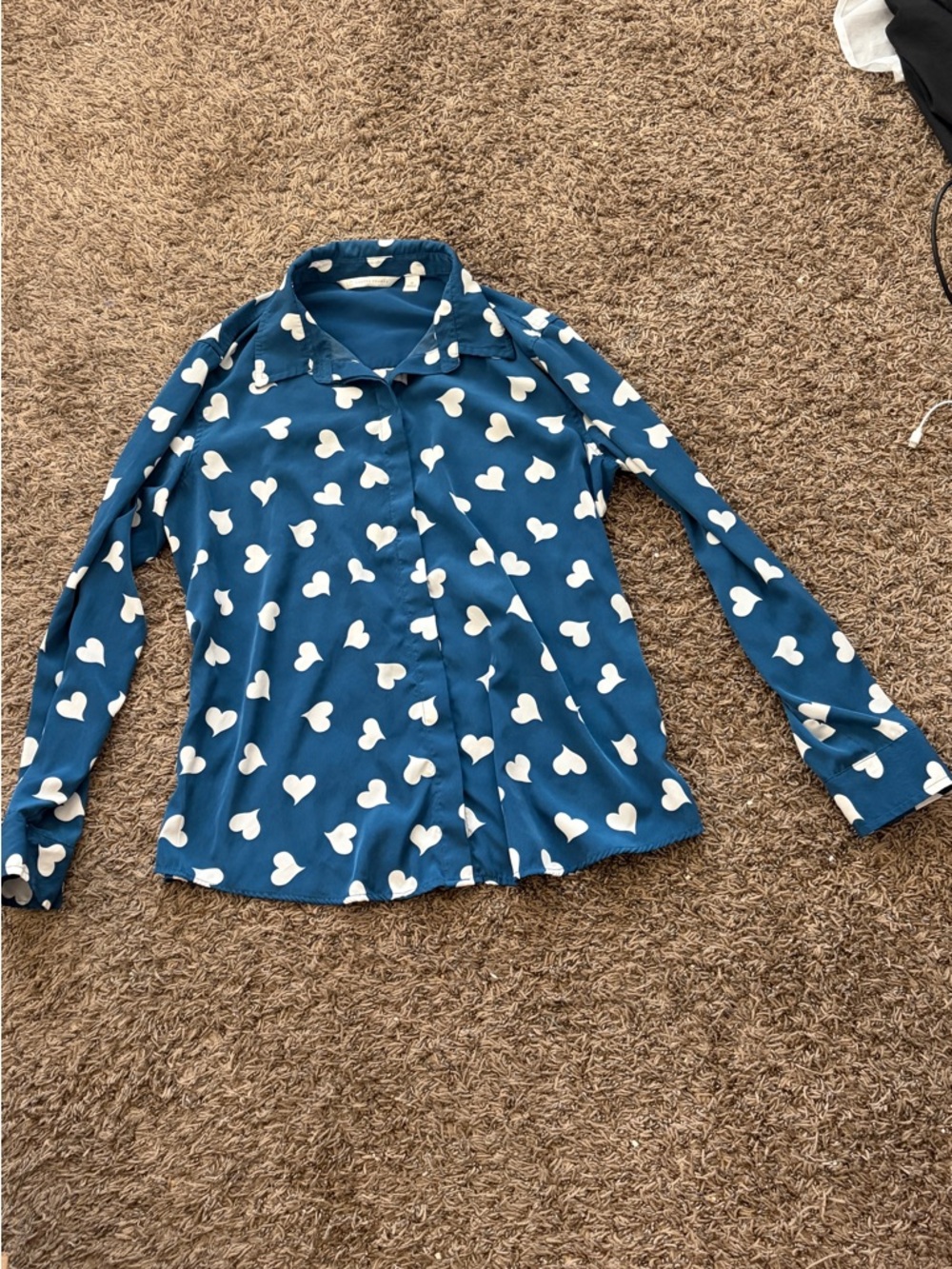 5 for $25 LC Lauren Conrad Blue Blouse with White Heart Print